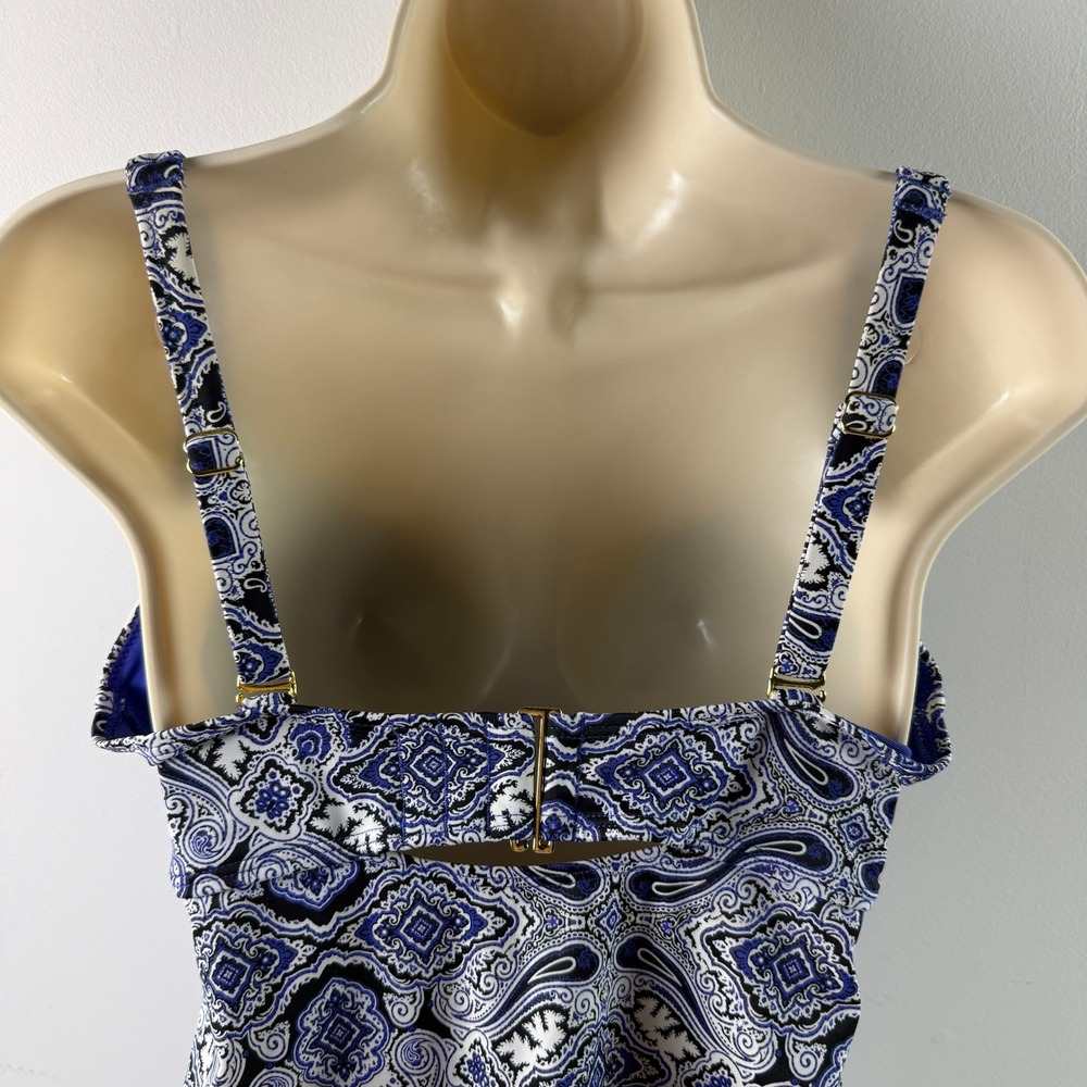 Soma Intimates Blue Paisley Underwire Tankini Swim Top Womens 34DD Medallion - Picture 13 of 16